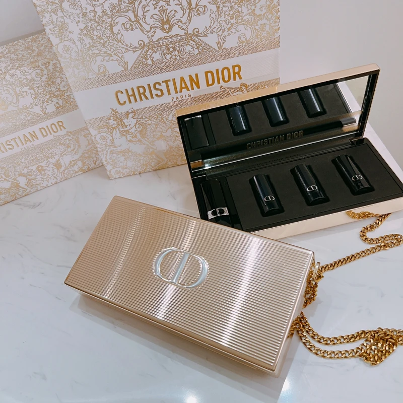 DIOR迪奧藍星唇膏金燦手拿包杜樂麗花園限量版(含1款藍星唇膏與3款替換蕊心)，NT11,500