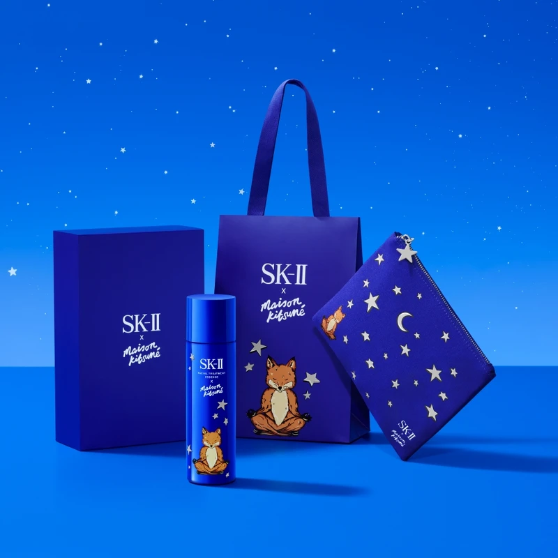 SK-II x MAISON KITSUNÉ限量版青春露藍色。