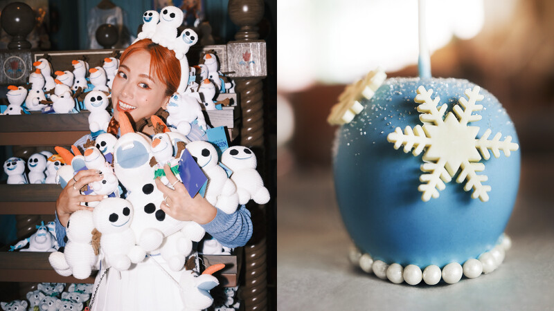 「滴答精品店」販售冰雪奇緣主題商品及頭箍！「極光糖果屋」則販售著朱古力蘋果