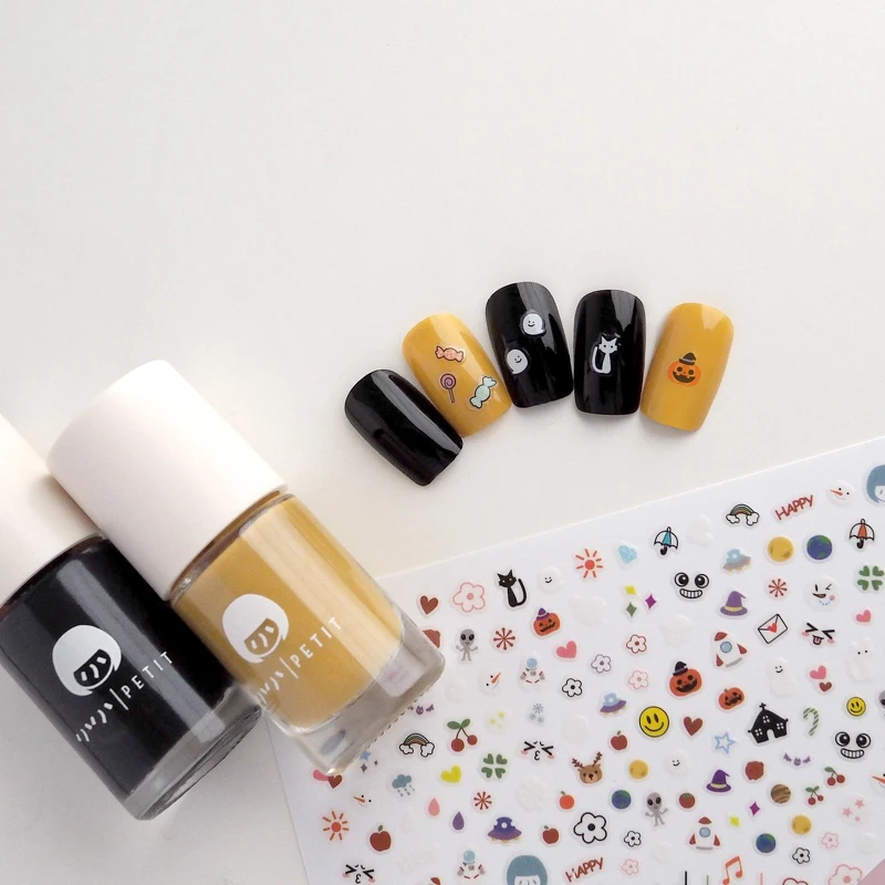 「小小PETIT」指甲油，多款選色任意搭配小鬼、南瓜等創意彩繪貼紙