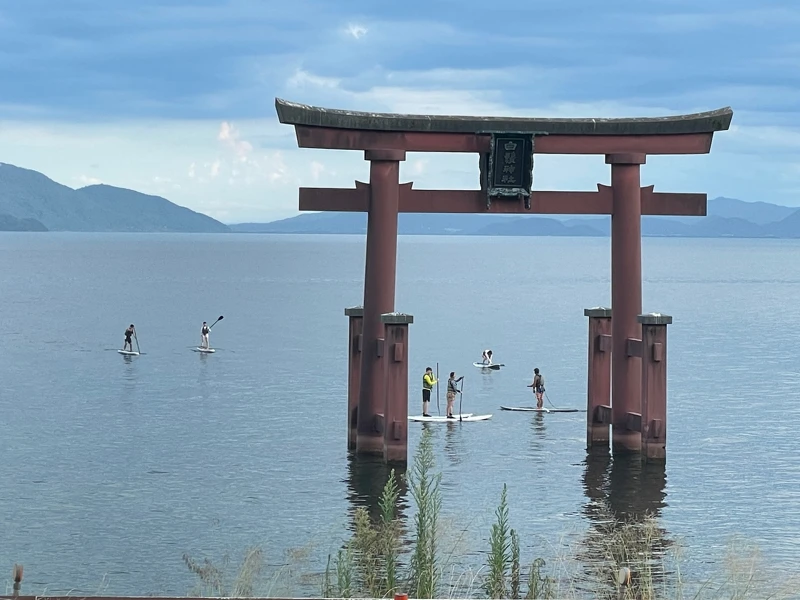 划著SUP前往白鬚神社。