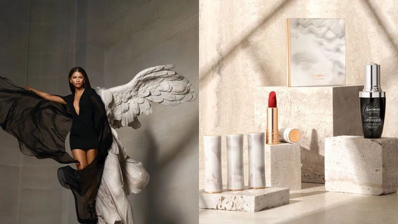 LANCÔME蘭蔻羅浮宮聯名系列主視覺與情境圖。