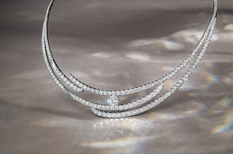 HEARTS ON FIRE Vela 白K金法式鑲嵌鑽石鎖骨鍊 HEARTS ON FIRE Vela 白K金法式鑲嵌鑽石鎖骨鍊