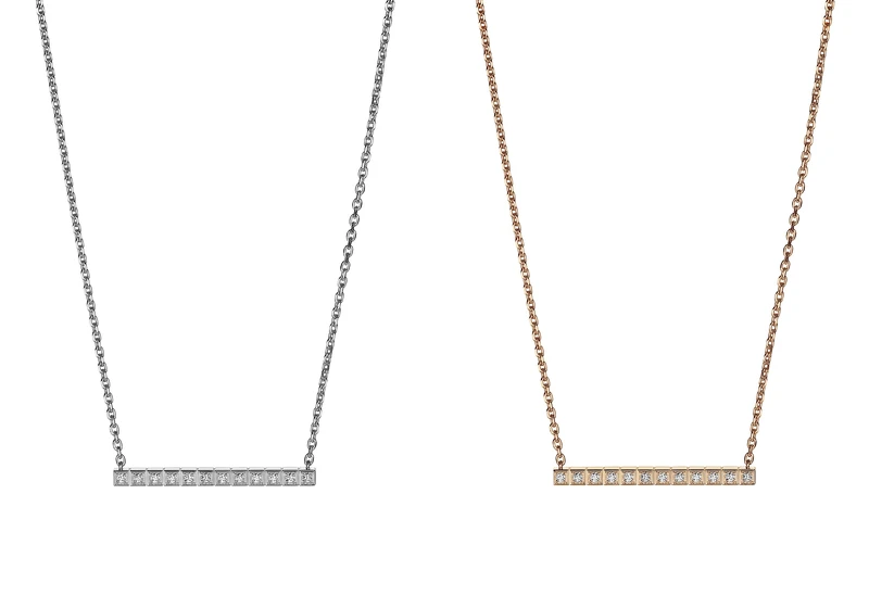 Chopard Ice Cube系列18K 白金鑲鑽項鍊、18K 玫瑰金鑲鑽項鍊。  Chopard Ice Cube系列18K 白金鑲鑽項鍊、18K 玫瑰金鑲鑽項鍊。