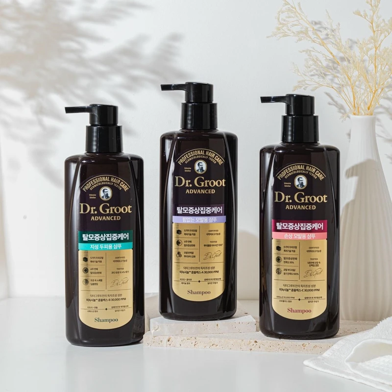 由左至右分別為Dr. Groot健髮洗髮精-控油、Dr. Groot健髮洗髮精-蓬盈、Dr. Groot健髮洗髮精-修護。 由左至右分別為Dr. Groot健髮洗髮精-控油、Dr. Groot健髮洗髮精-蓬盈、Dr. Groot健髮洗髮精-修護。