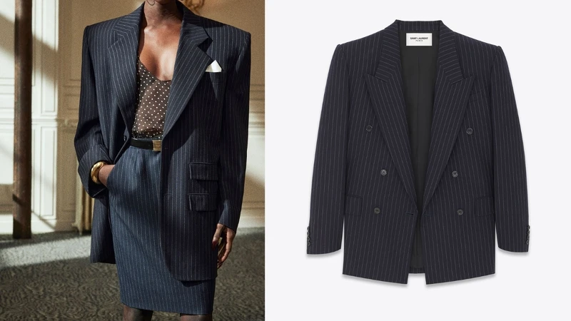 條紋羊毛法蘭絨寬身外套 NT.98,100