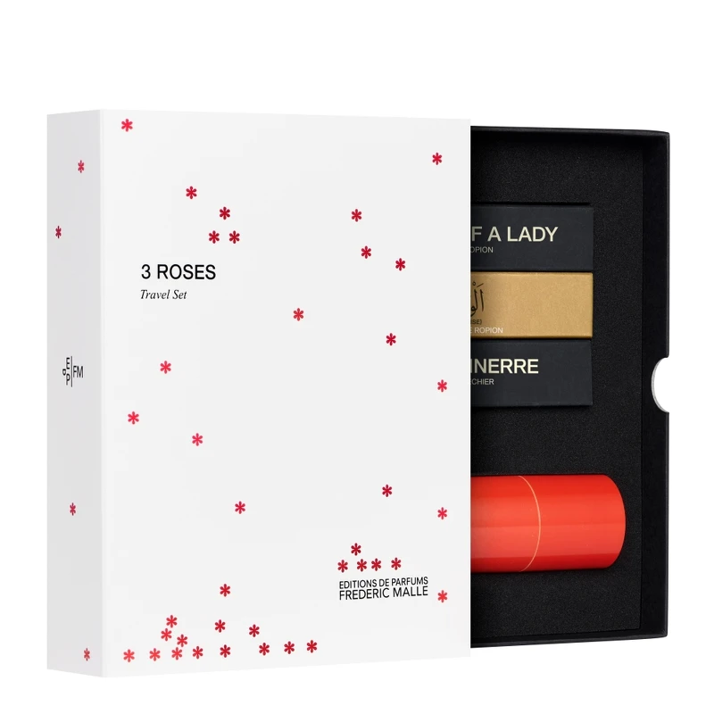 Edition De Parfums Frédéric Malle 馥馬爾香氛出版社-雪地玫瑰限定款(仕女肖像淡香精10ml、夜色玫瑰香精10ml、諾言香精10ml，馥馬爾香氛隨身瓶(紅))，NT9,700