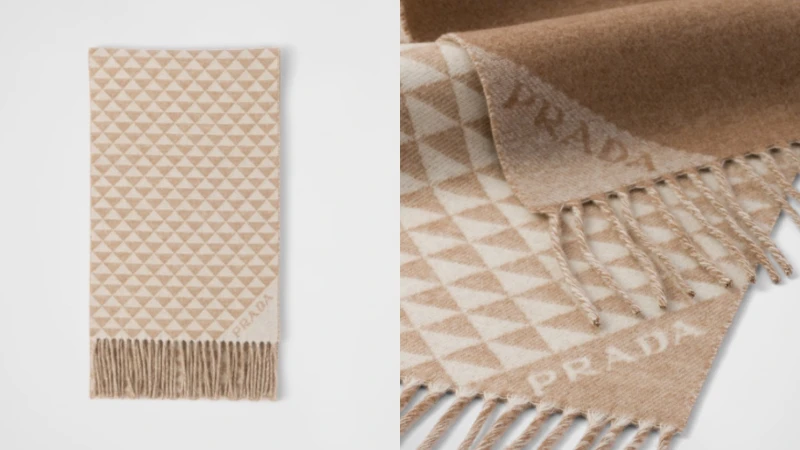 Prada Symbole 雙層羊毛和羊絨圍巾 NT19,500 Prada Symbole 雙層羊毛和羊絨圍巾 NT19,500