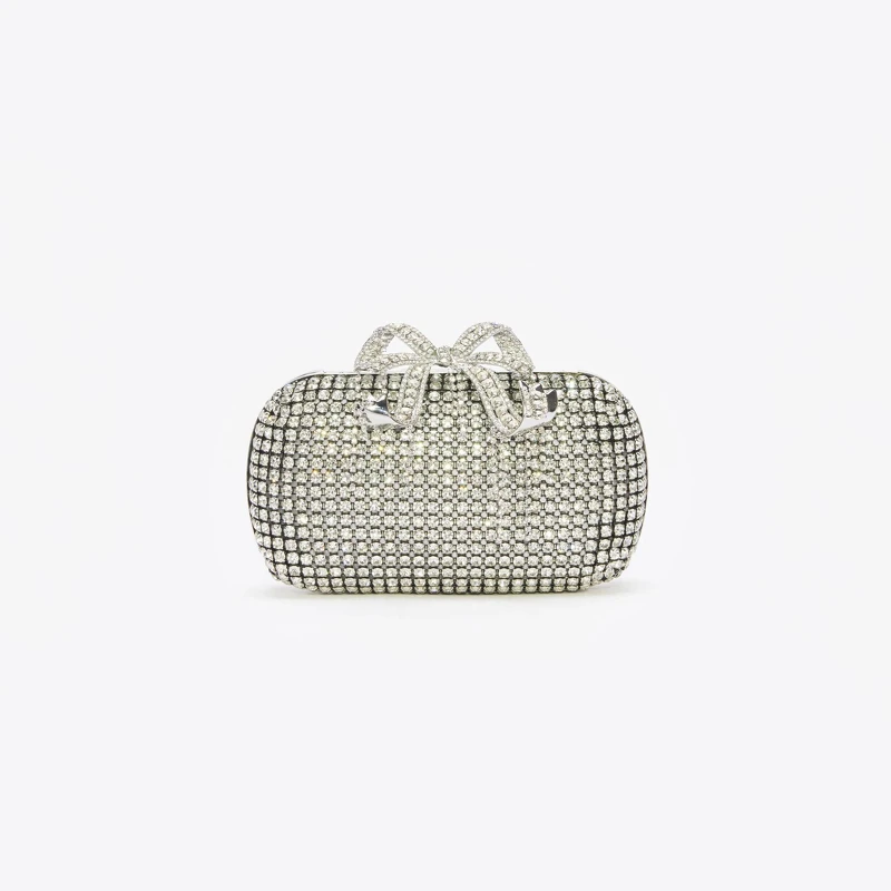 Self-Portrait銀色蝴蝶結手拿包。 Self-Portrait銀色蝴蝶結手拿包。