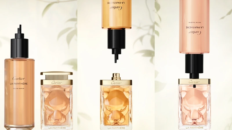 卡地亞La Panthère美洲豹香水系列補充瓶，搭配可替換香水瓶，體現環保理念。
