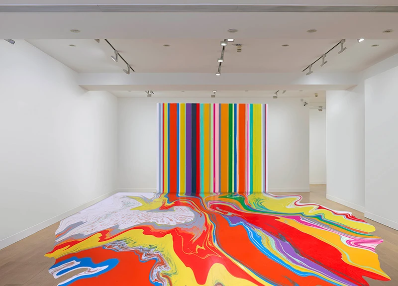 Lake mockup_Visualization of the Ian Davenport installation planned for the ART SG booth (Waddington Custot)