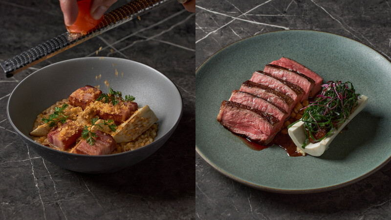 牛肝菌燉飯、美國8oz肋眼牛排