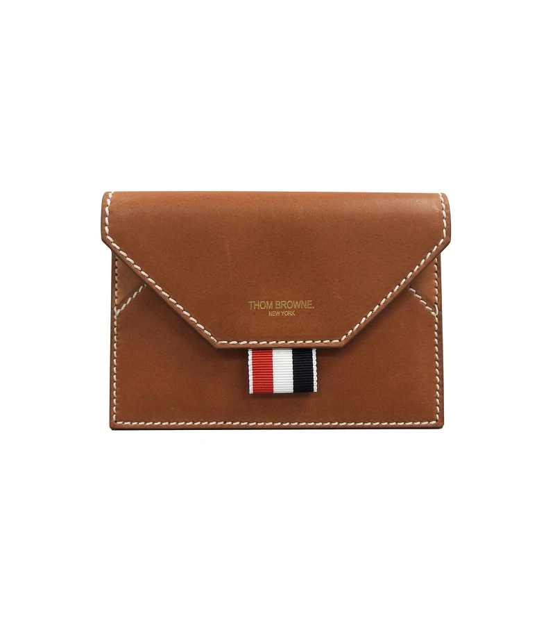 THOM BROWNE 焦糖色小牛皮信封式卡夾