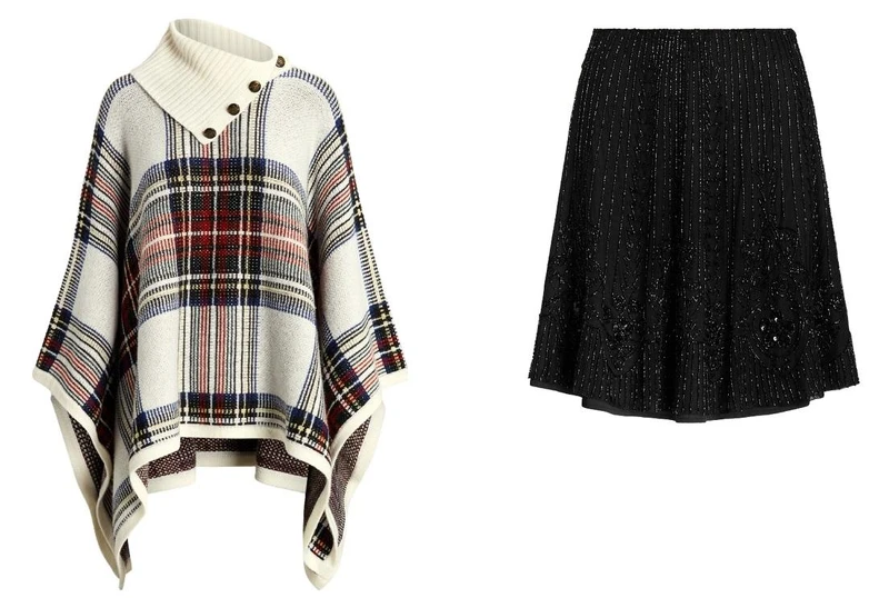 Lauren Ralph Lauren 格紋斗篷,Lauren Ralph Lauren 珠飾短裙。 Lauren Ralph Lauren 格紋斗篷,Lauren Ralph Lauren 珠飾短裙。