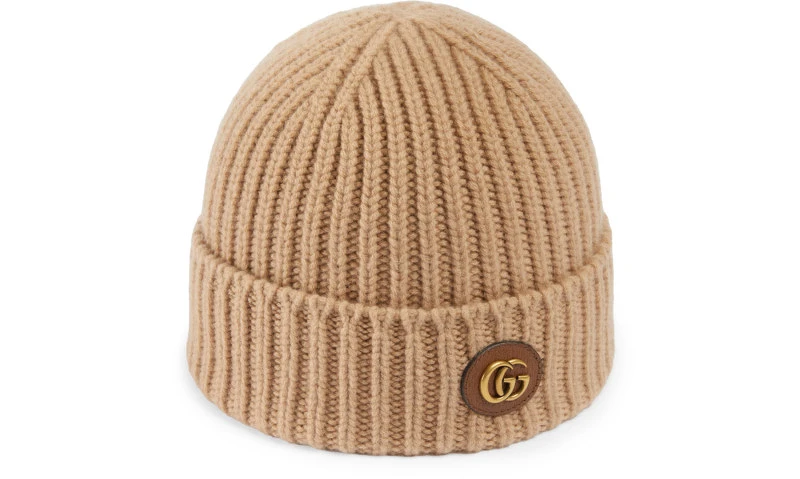 Gucci GG駝色羅紋針織羊毛帽 NT$15,800。