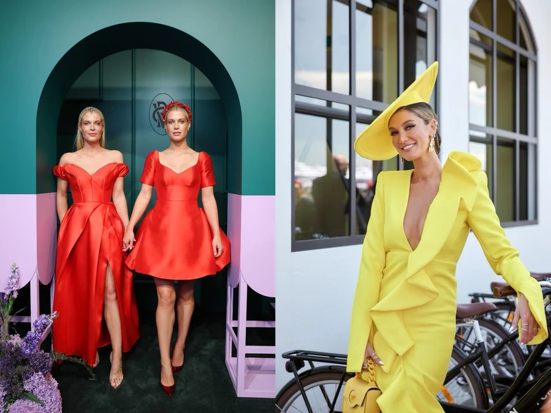 黛安娜王妃的雙胞胎模特兒姪女 Lady Amelia Spencer 和 Lady Eliza Spencer 也和澳洲創作歌手 Delta Goodrem 也有出席 Melbourne Cup 而更顯得星光熠熠。