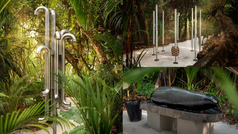 森林中特別設置「聲音佈道」,放置不同樂器供玩賞 森林中特別設置「聲音佈道」,放置不同樂器供玩賞