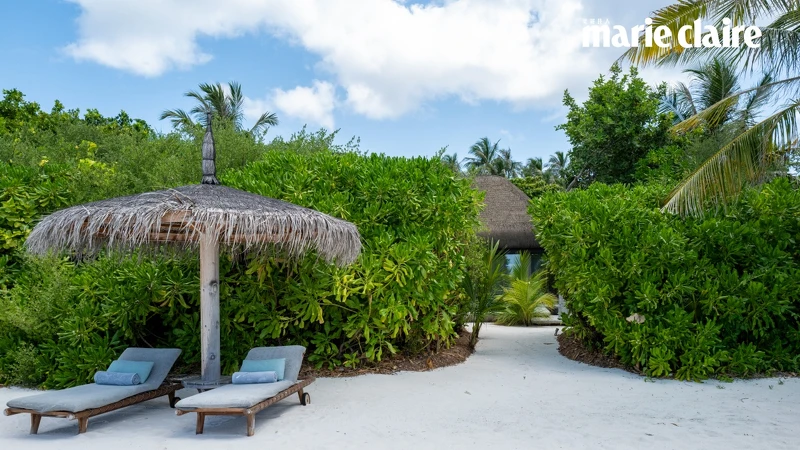 JOALI Being海灘別墅外設有躺椅能做日光浴 JOALI Being海灘別墅外設有躺椅能做日光浴