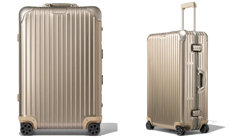 RIMOWA Original系列Check-In M Titanium鈦金色行李箱，NT55,300；RIMOWA Original系列Check-In L Titanium鈦金色行李箱，NT60,200。