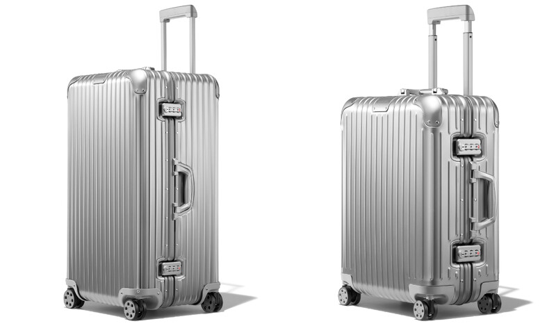 RIMOWA Original系列Trunk Plus Silver銀色行李箱，NT78,100；RIMOWA Original 系列Cabin Silver銀色行李箱，NT48,000。