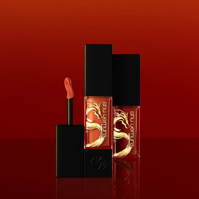 shu uemura植村秀新年限量版無色限輕霧保濕唇膏(#KC BR776、# KC RD177)，NT1,200