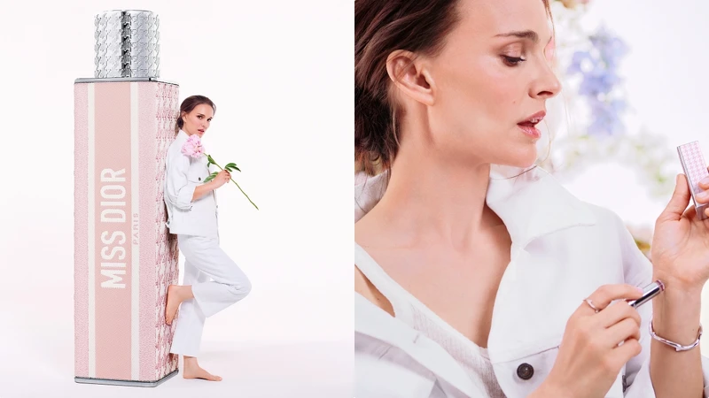 Miss Dior代言人娜塔莉波曼沉浸於迪奧Miss Dior親吻香膏的美好悸動。