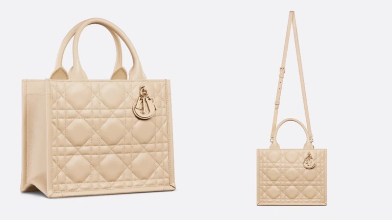 Dior Book Tote 焦糖色籐格紋皮革小型款托特包,NT$115,000。 Dior Book Tote 焦糖色籐格紋皮革小型款托特包,NT$115,000。