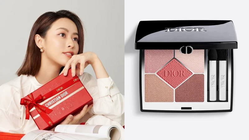 Model妝容使用：迪奧經典五色眼影 春妝限量版 #923粉漾杏桃NT$2,850、迪奧藍星唇膏#505奶油裸粉 NT$1,600