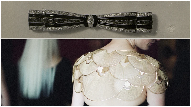Boucheron於1925年打造的蝴蝶結鑽石胸針(上)及2016年問世的 Cape de Lumière璀璨披肩 Boucheron於1925年打造的蝴蝶結鑽石胸針(上)及2016年問世的 Cape de Lumière璀璨披肩
