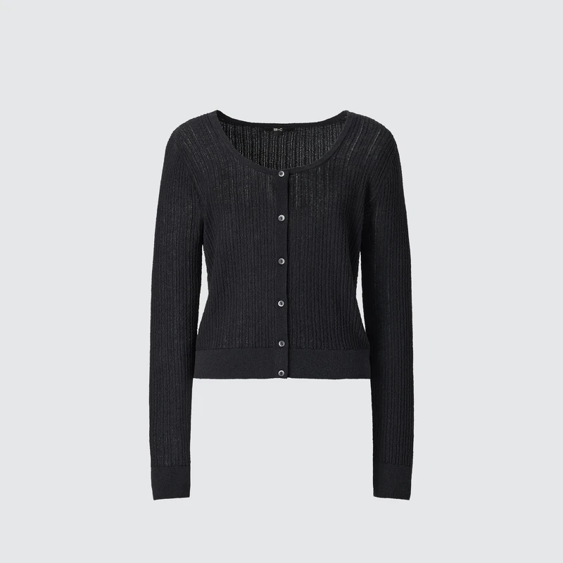 蕾絲圓領短版開襟衫外套NT$990。