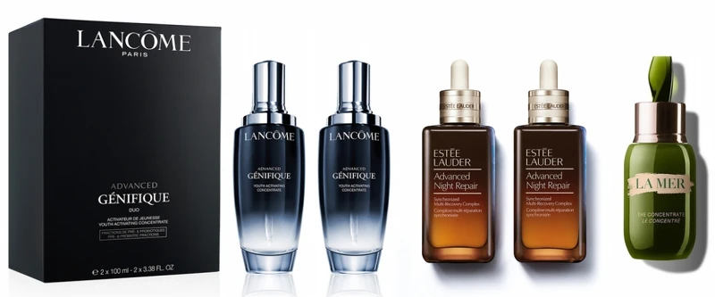 LANCOME蘭蔻超未來肌因賦活露100ml大容量特惠組售價NT10,980、 優惠價NT9,882。ESTEE LAUDER雅詩蘭黛特潤超導全方位修護露100ml大容量特惠組NT9,980。LA MER海洋拉娜濃萃修復精華50ml,NT19,170。 LANCOME蘭蔻超未來肌因賦活露100ml大容量特惠組售價NT10,980、 優惠價NT9,882。ESTEE LAUDER雅詩蘭黛特潤超導全方位修護露100ml大容量特惠組NT9,980。LA MER海洋拉娜濃萃修復精華50ml,NT19,170。