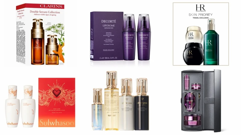 CLARINS克蘭詩黃金雙激萃保養特惠組NT5,480。DECORTE黛珂超微導全能修護精粹雙瓶裝特惠組NT9,120。HELENA RUBINSTEIN赫蓮娜PROG TREX 3 ICON SET黑繃帶修護乳霜+極萃高光新生眼霜+綠寶瓶修護精華特惠組NT25,900。SULWHASOO雪花秀潤燥養膚精華兩件特惠組NT5,560。CLE DE PEAU肌膚之鑰精萃光采系列精華乳特惠組NT15,770。LA PRAIRIE萊珀妮鉑金臻稀奢華假日儀典NT68,480 CLARINS克蘭詩黃金雙激萃保養特惠組NT5,480。DECORTE黛珂超微導全能修護精粹雙瓶裝特惠組NT9,120。HELENA RUBINSTEIN赫蓮娜PROG TREX 3 ICON SET黑繃帶修護乳霜+極萃高光新生眼霜+綠寶瓶修護精華特惠組NT25,900。SULWHASOO雪花秀潤燥養膚精華兩件特惠組NT5,560。CLE DE PEAU肌膚之鑰精萃光采系列精華乳特惠組NT15,770。LA PRAIRIE萊珀妮鉑金臻稀奢華假日儀典NT68,480