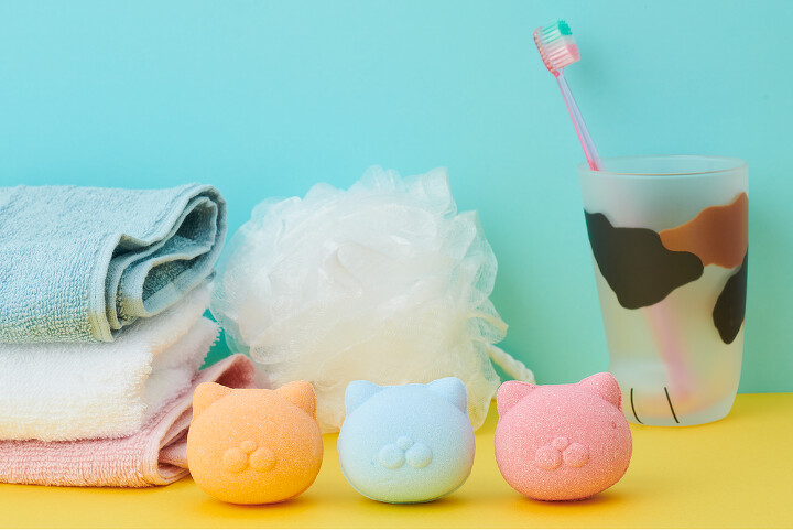 喵喵靠過來！貓咪造型入浴球(玫瑰、迷迭香、洋甘菊），NT190