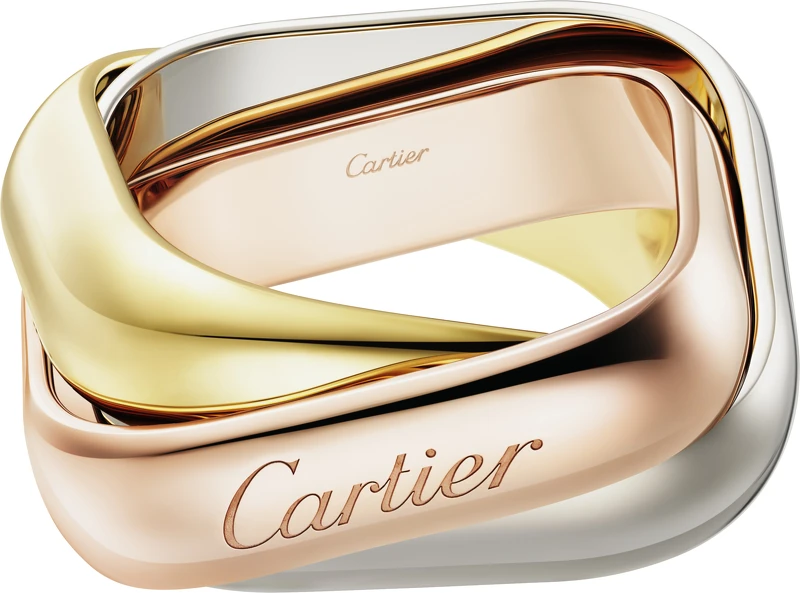 Trinity三環戒指 枕形款(大型款)。