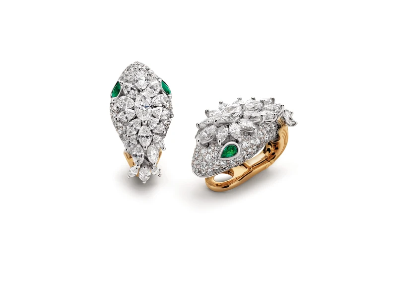 BULGARI SERPENTI系列 頂級祖母綠與鑽石耳環