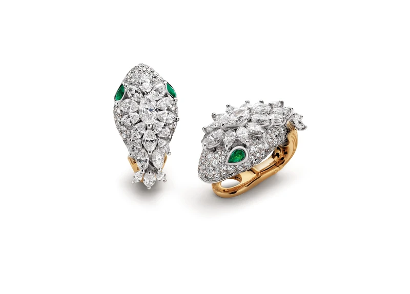 BULGARI SERPENTI系列 頂級祖母綠與鑽石耳環
