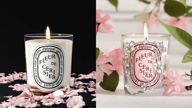 (左) Diptyque 2023限量櫻花香氛蠟燭、(右) 2024限量櫻花香氛蠟燭情境圖。 (左) Diptyque 2023限量櫻花香氛蠟燭、(右) 2024限量櫻花香氛蠟燭情境圖。