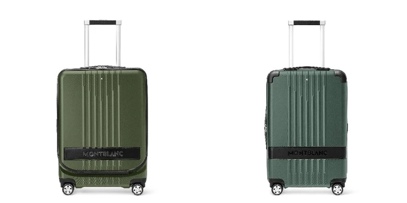 MONTBLANC #MY4810行李箱系列登機行李箱(附前袋)(NT$35,900)及小型登機行李箱(NT32,100)。