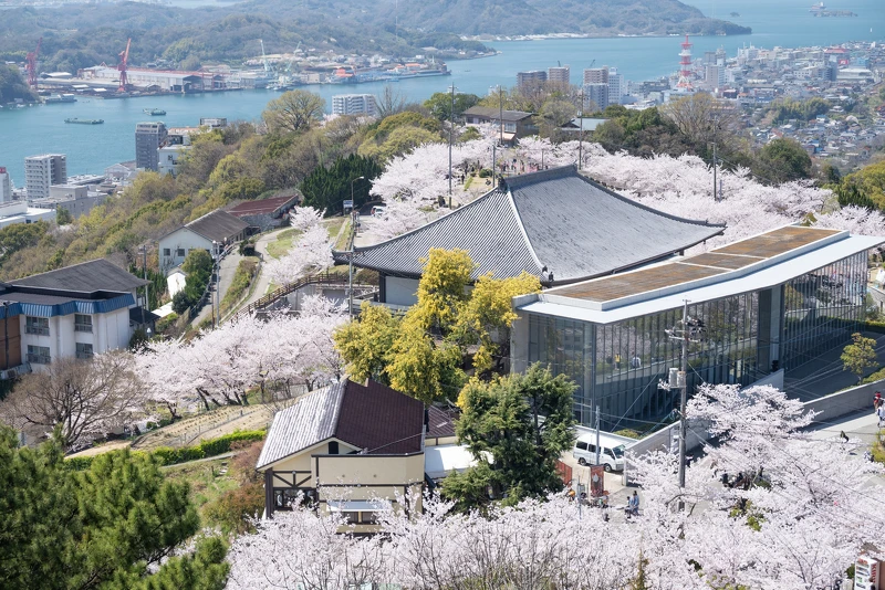 安藤忠雄設計的尾道市立美術館就坐落於千光寺公園中,櫻花環繞美不勝收。 安藤忠雄設計的尾道市立美術館就坐落於千光寺公園中,櫻花環繞美不勝收。