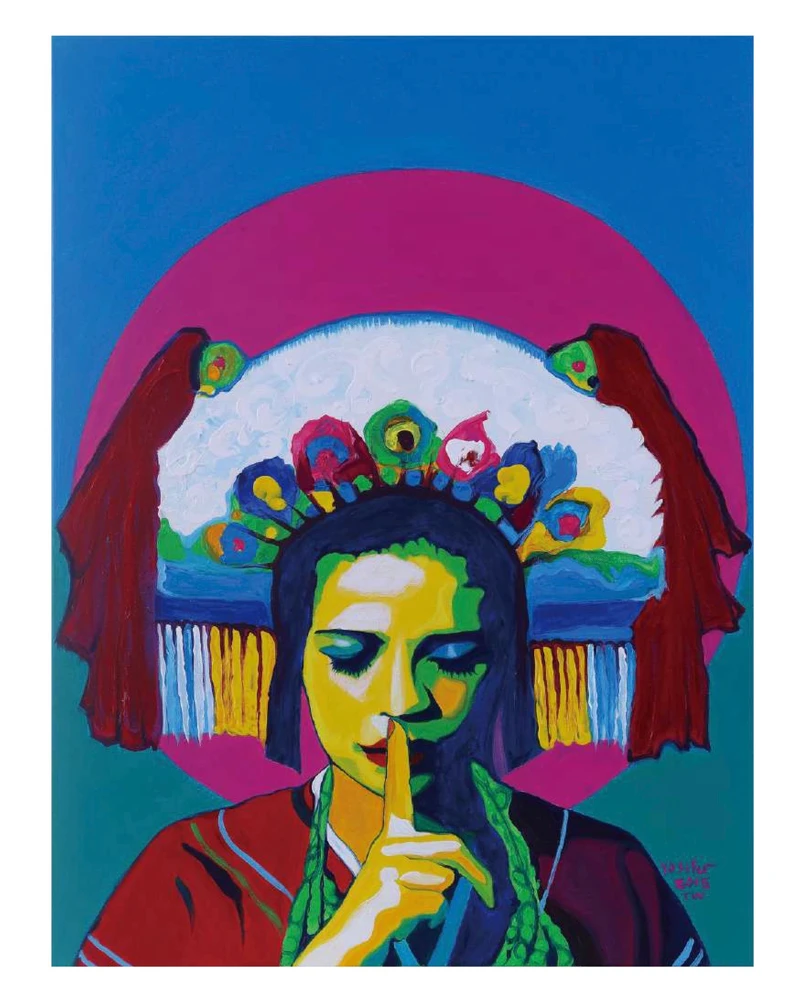 《說不出》（Can’t speak）2015，複合媒材，60x80cm，非賣品。