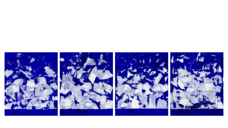 《太平洋上會跳舞的雲》（Dancing cloud over the Pacific Ocean）2023，複合媒材，80x100cm。