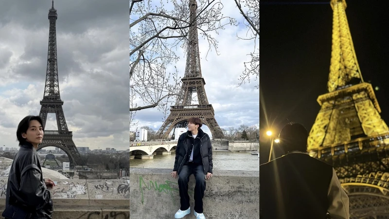 Seventeen的淨漢、勝寬、忙內Dino本季都受邀出席巴黎時裝周，看秀的空檔約好都來到巴黎地標巴黎鐵塔前留下帥氣身影，克拉們趕快去踩點。