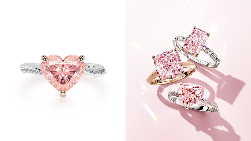 主打款－ROSÉ My Love粉紅鑽求婚鑽戒( RS_166 )18 K白金NT$38,600； 搭配明亮雷地恩切工主鑽；主鑽價格另計。