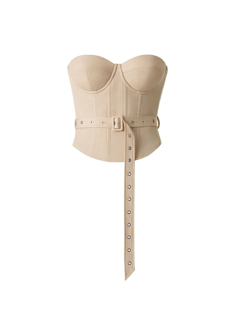 配腰帶羊毛混紡馬甲上衣NT$2999。