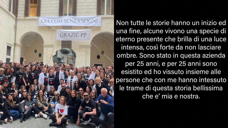Valentino 和創意總監 Pierpaolo Piccioli 在自己IG宣布結束長達25年的合作,與團隊感性留影。  Valentino 和創意總監 Pierpaolo Piccioli 在自己IG宣布結束長達25年的合作,與團隊感性留影。