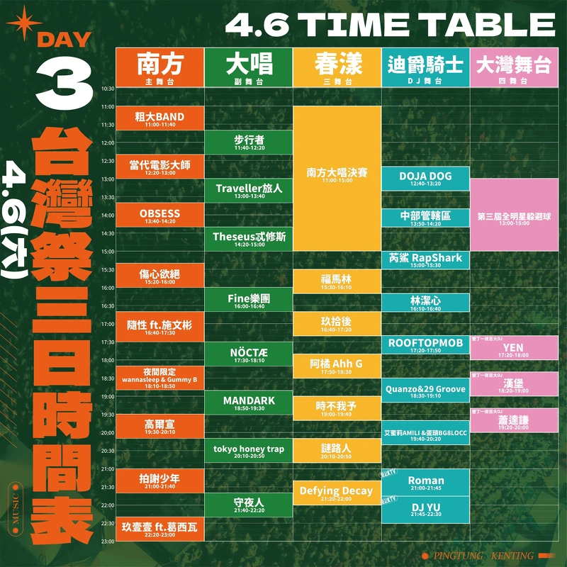 2024台灣祭演出時間表4/6(六)