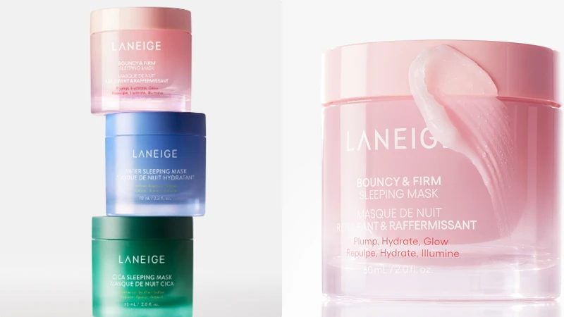 LANEIGE蘭芝粉澎潤睡美人晚安面膜情境圖。 LANEIGE蘭芝粉澎潤睡美人晚安面膜情境圖。