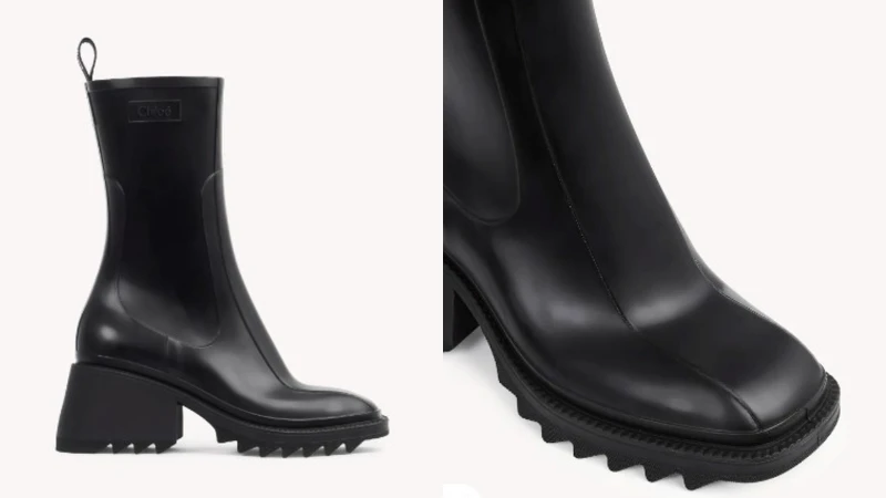 Betty橡膠中筒雨靴,Chloé 。 Betty橡膠中筒雨靴,Chloé 。