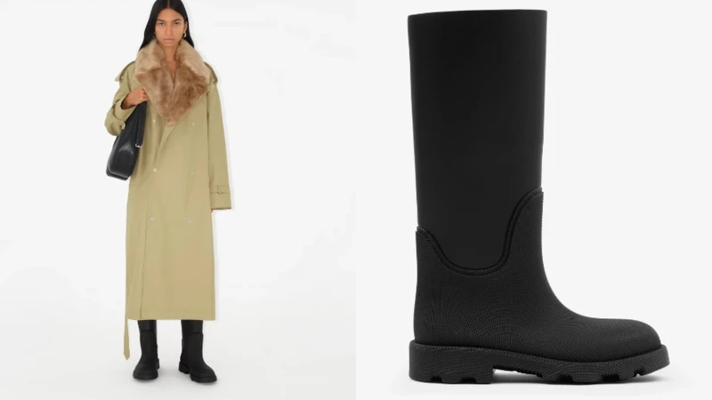 Marsh黑色橡膠高筒靴,Burberry。 Marsh黑色橡膠高筒靴,Burberry。