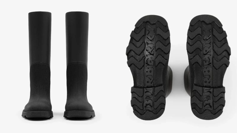 Marsh黑色橡膠高筒靴,Burberry。 Marsh黑色橡膠高筒靴,Burberry。